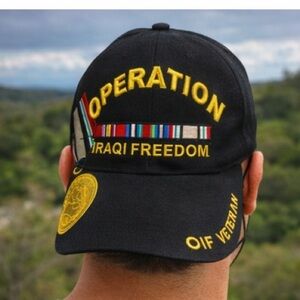 Operation‎ Iraqi Freedom Veteran Baseball Cap OIF Embroidered Gold Medal Men's